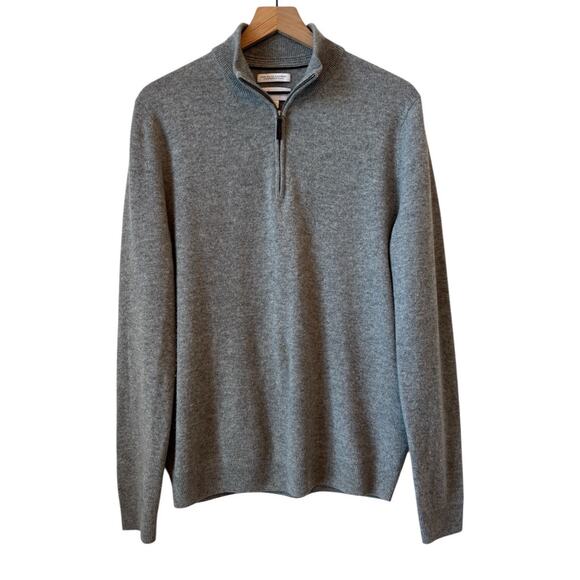 John W Nordstrom Men’s 100% Italian Cashmere Sweater Quarter 1/4 Zip Gray Sz M - Picture 1 of 9